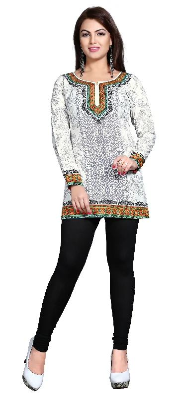 Elegant Off-White India Tunic – Stylish Short Kurti for Women