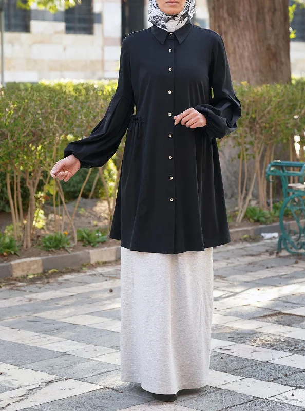 Flared Pleated Sleeves Tunic