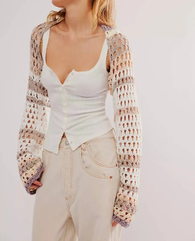 Gia Crochet Shrug In Shell Combo