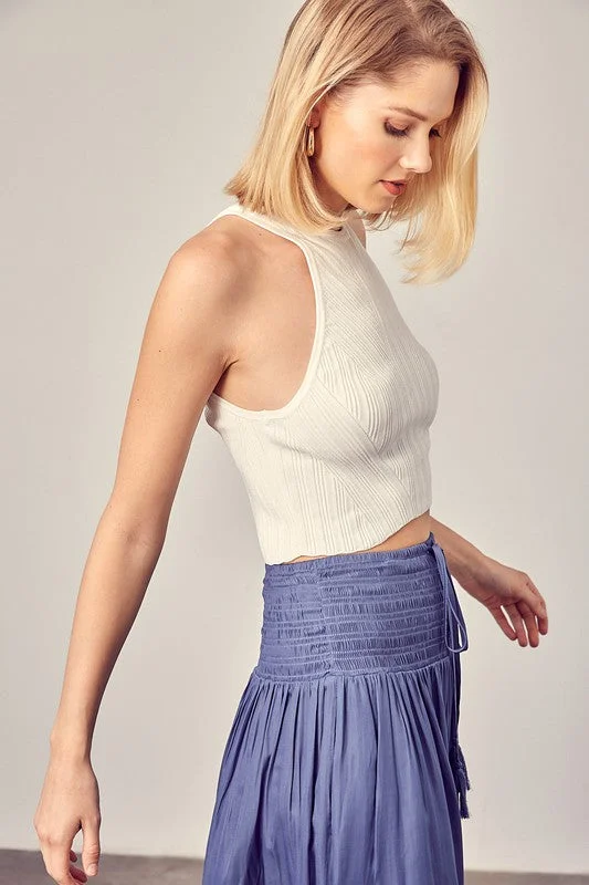 HALTER RIBBED KNIT TANK TOP