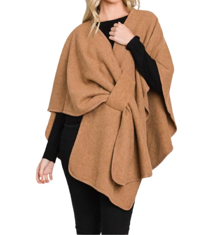 Interlock Wrap Poncho In Brown