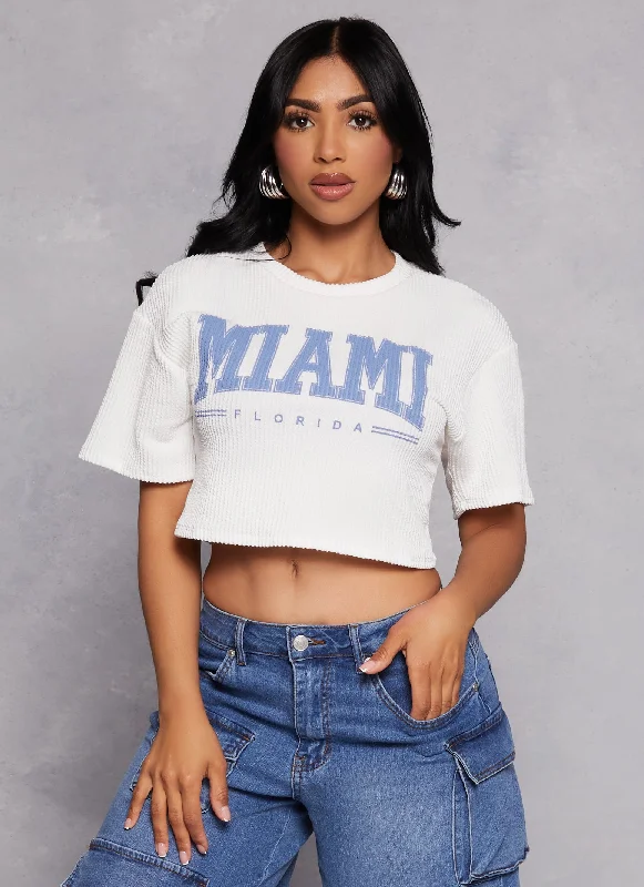 Ribbed Miami Florida Cropped Graphic Tee