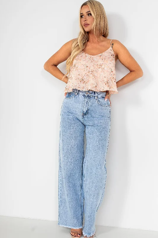 Jamie Peach Chiffon Floral Top