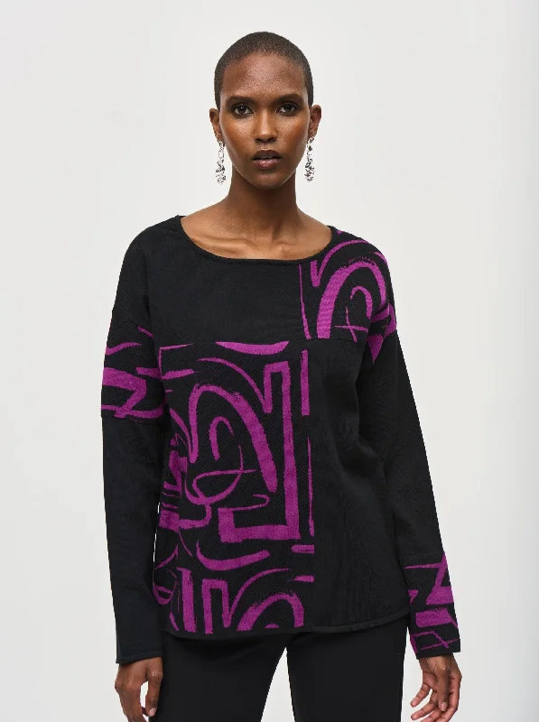 Joseph Ribkoff - Jacquard Knit Abstract Sweater