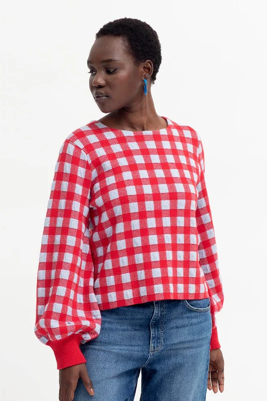 RED POWDER BLUE GINGHAM / XS/S