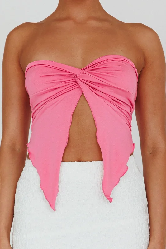 Lulu Strapless Crop Top Candy Pink