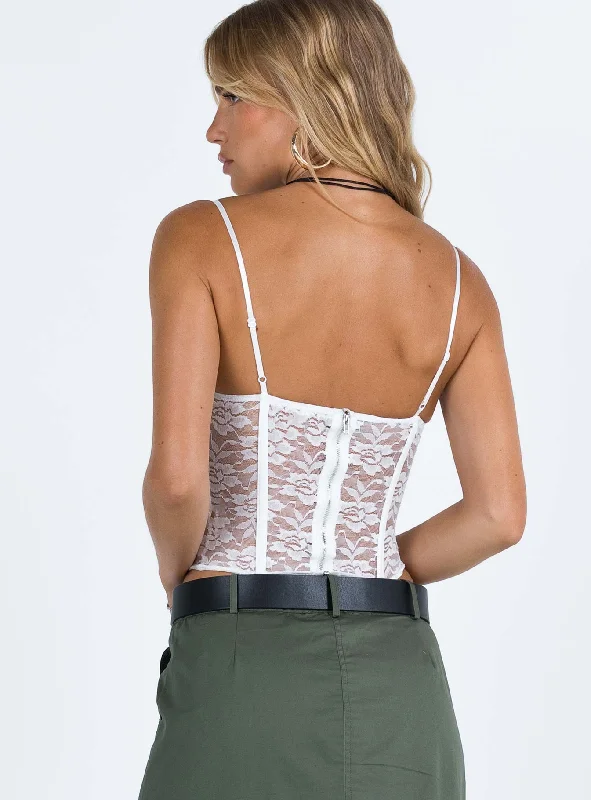 Lynell Lace Corset Top White