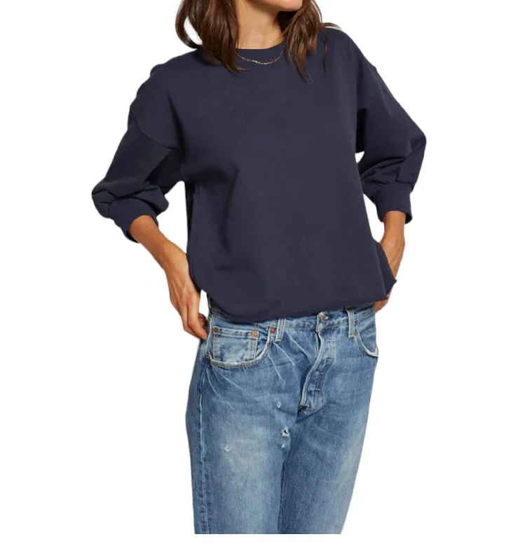 Niall Bubble Sleeve Sweatshirt In Navy