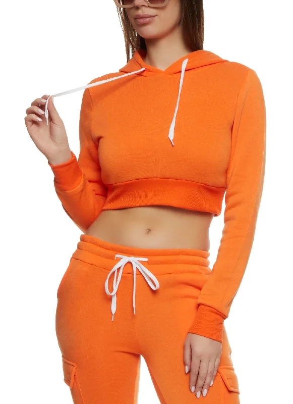 Fleece Cropped Hoodie