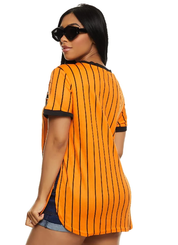 Good Vibes 01 Pinstripe Baseball Tee