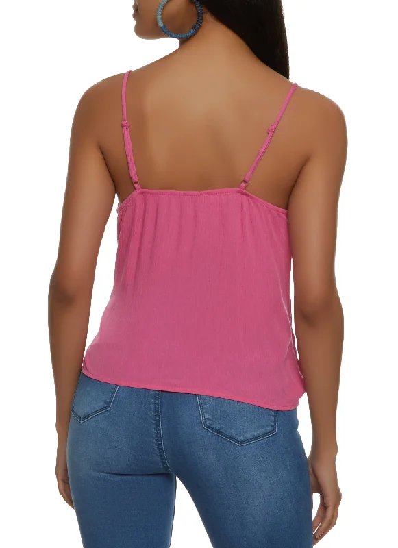 Gauze Knit V Neck Wrap Cami Top