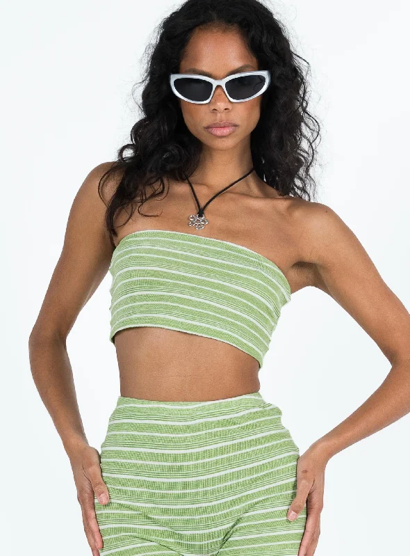 Pool Party Knit Top Green Stripe