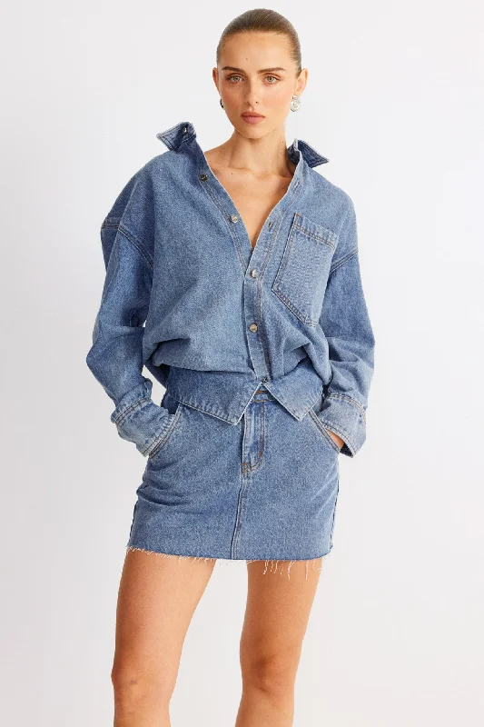 SNDYS Eve Denim Shirt Blue