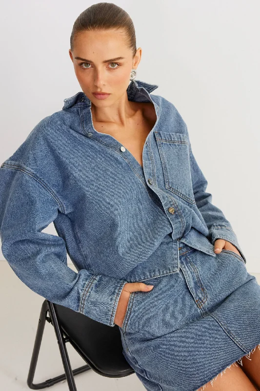 SNDYS Eve Denim Shirt Blue