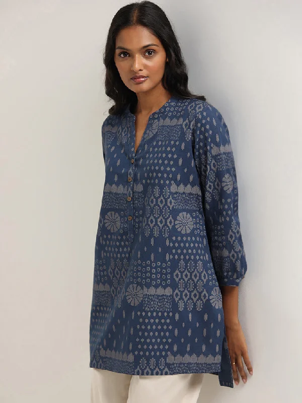 Utsa Indigo Printed Cotton Kurti