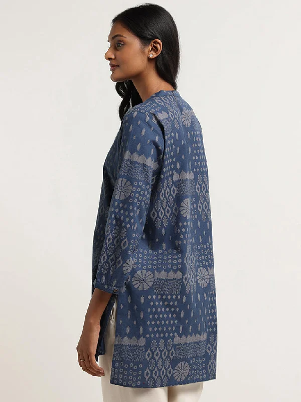 Utsa Indigo Printed Cotton Kurti