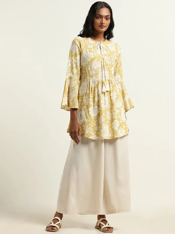 Utsa Yellow Floral Kurti