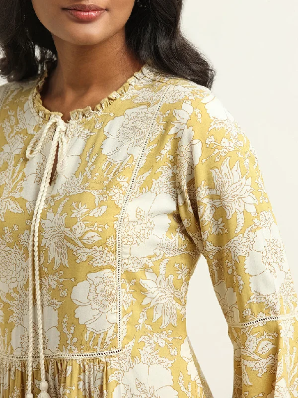 Utsa Yellow Floral Kurti