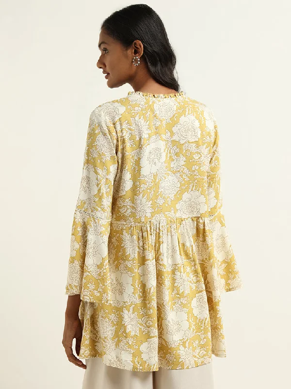 Utsa Yellow Floral Kurti