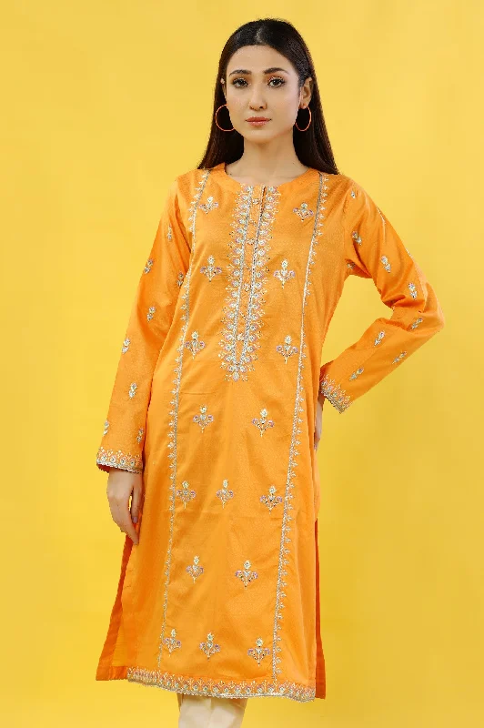 Orange Embroidered Kurti