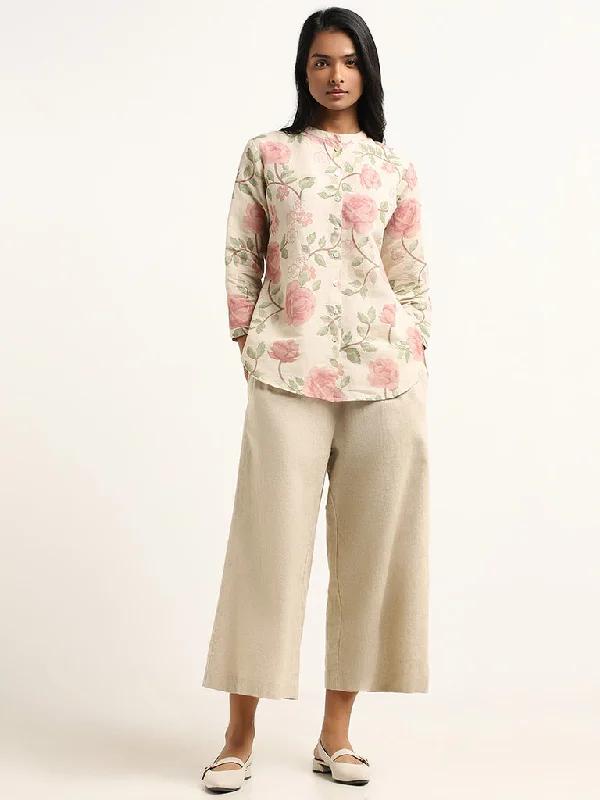 Zuba Beige Floral-Patterned Kurti