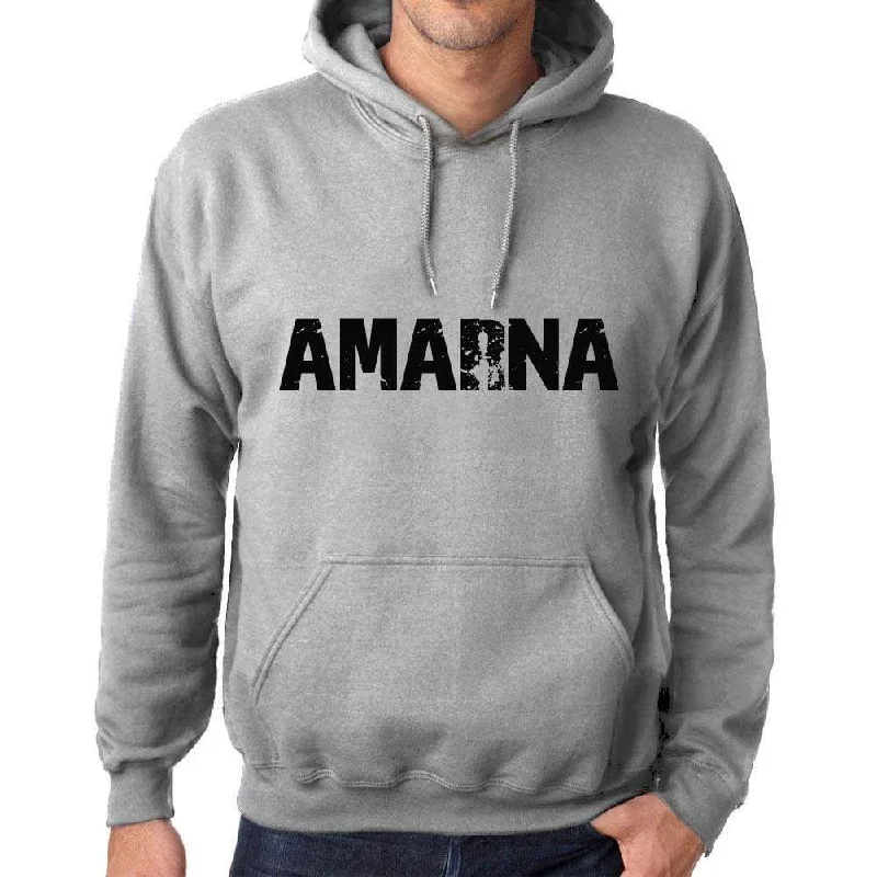 Unisex Printed Graphic Cotton Hoodie Popular Words AMARNA Grey Marl