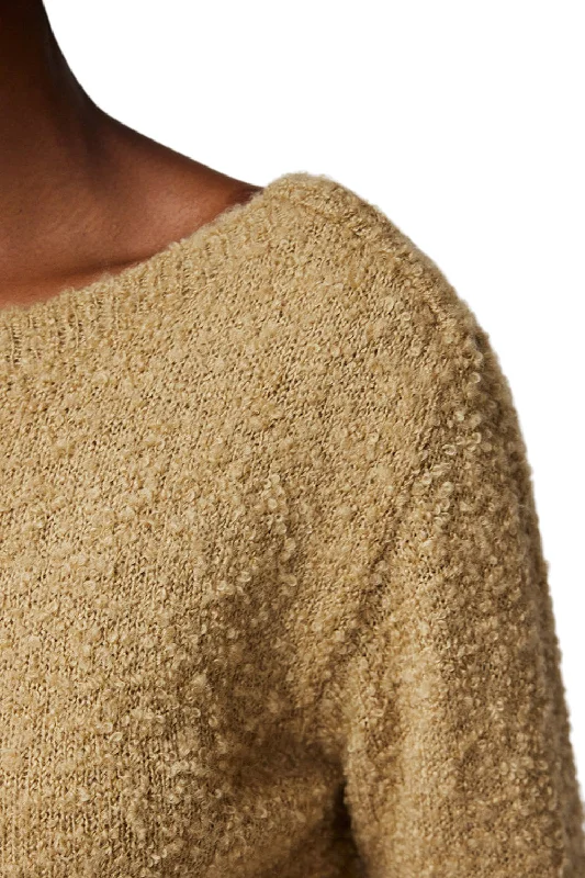 ATM Wool Blend Boucle Long Sleeve Low Back Sweater in Soft Fawn