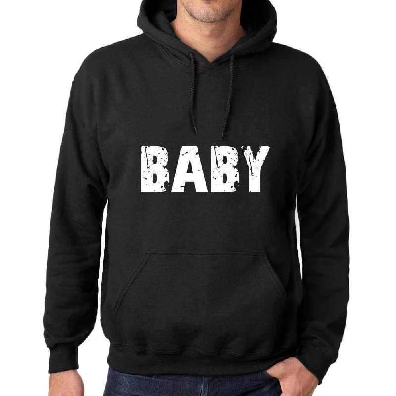 Men's Women's Unisex Printed Graphic Cotton Hoodie Soft Heavyweight Hooded Sweatshirt Pullover Popular Words BABY Deep Black