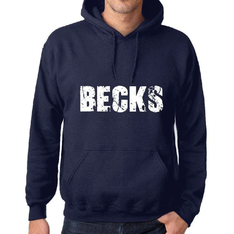 Unisex Printed Graphic Cotton Hoodie Popular Words BECKS French Navy