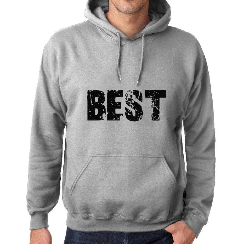 Unisex Printed Graphic Cotton Hoodie Popular Words BEST Grey Marl