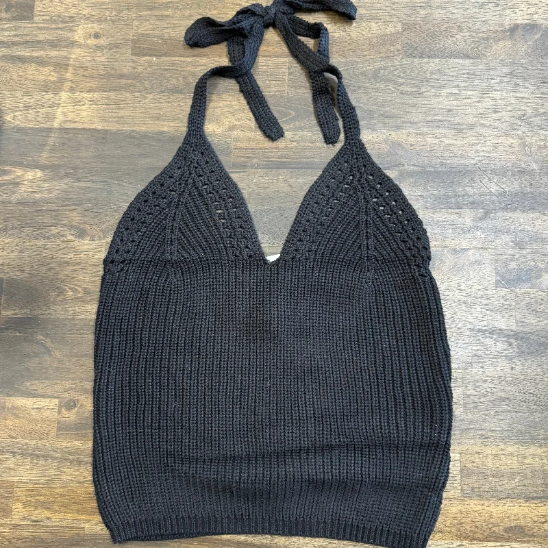 Black Halter Knit Top