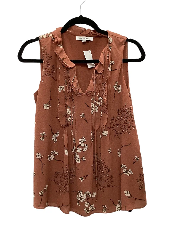 Brown Top Sleeveless Rose And Olive, Size S