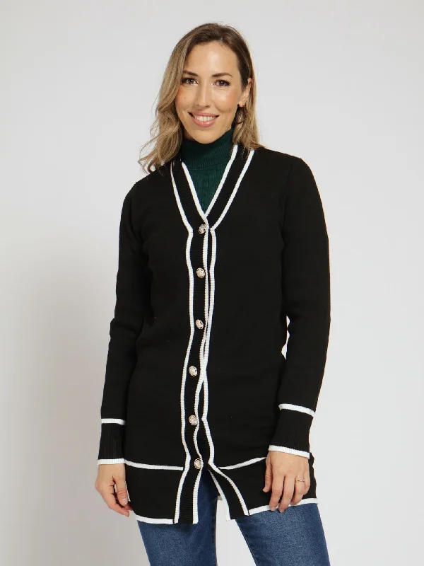 Button Through Cardigan - Black