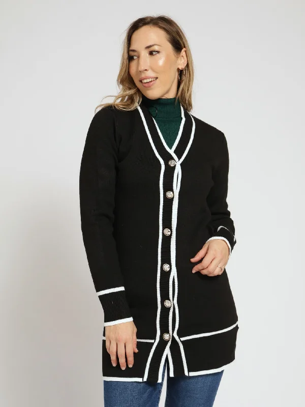 Button Through Cardigan - Black