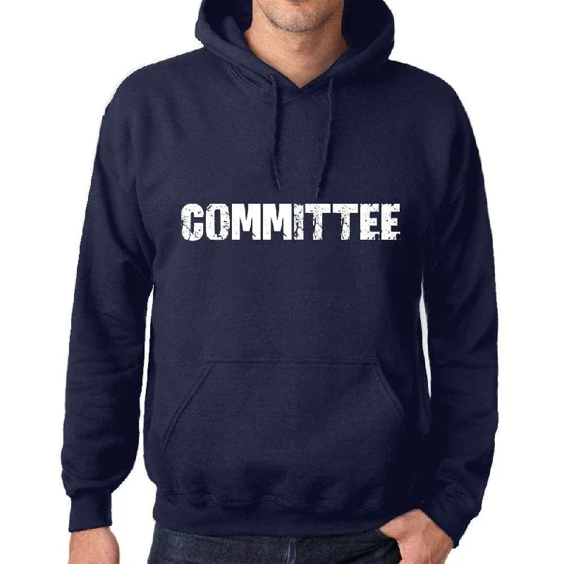 Unisex Printed Graphic Cotton Hoodie Popular Words COMMITTEE French Navy