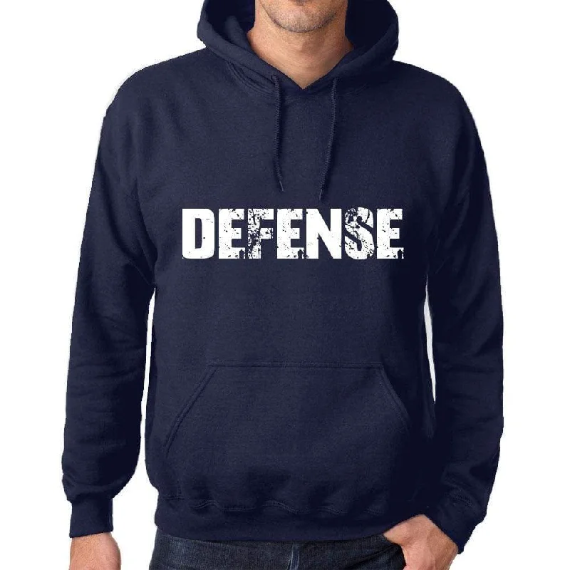 Unisex Printed Graphic Cotton Hoodie Popular Words DEFENSE French Navy