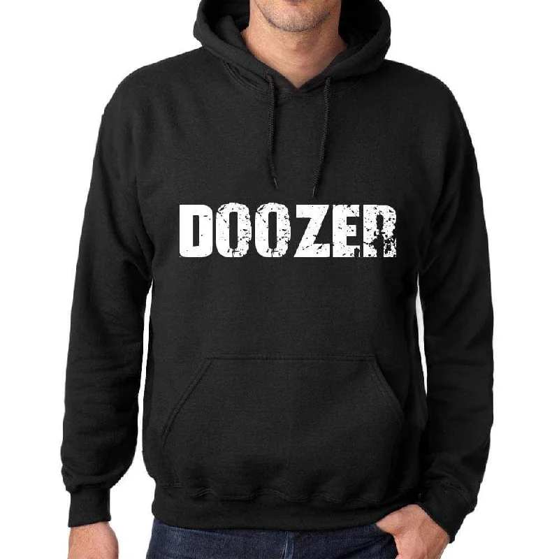 Men's Women's Unisex Printed Graphic Cotton Hoodie Soft Heavyweight Hooded Sweatshirt Pullover Popular Words DOOZER Deep Black