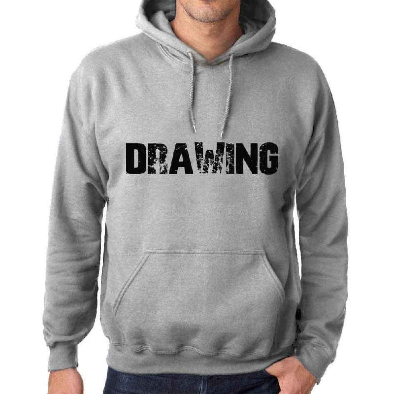 Unisex Printed Graphic Cotton Hoodie Popular Words DRAWING Grey Marl