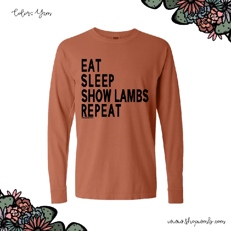 Eat Sleep Show Lambs Repeat LONG SLEEVE T-Shirt (S-3XL) - Multiple Colors!