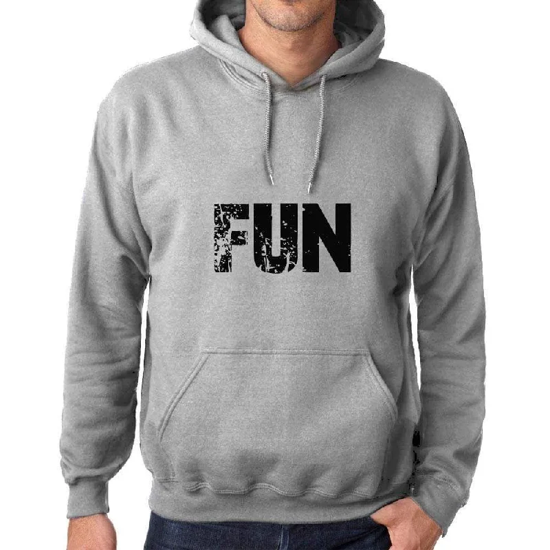 Unisex Printed Graphic Cotton Hoodie Popular Words FUN Grey Marl