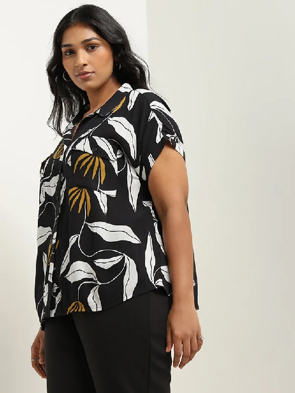 Gia Black Floral Printed Shirt