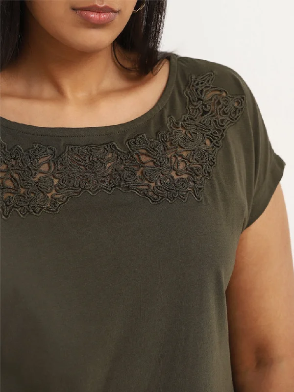 Gia Green Cord Embroidered Top