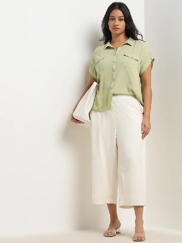 Gia Light Sage Crinkle Textured Shirt