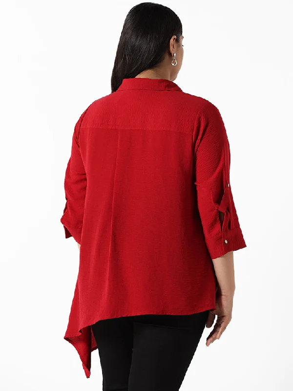 Gia Red Wrinkled Relaxed-Fit Shirt