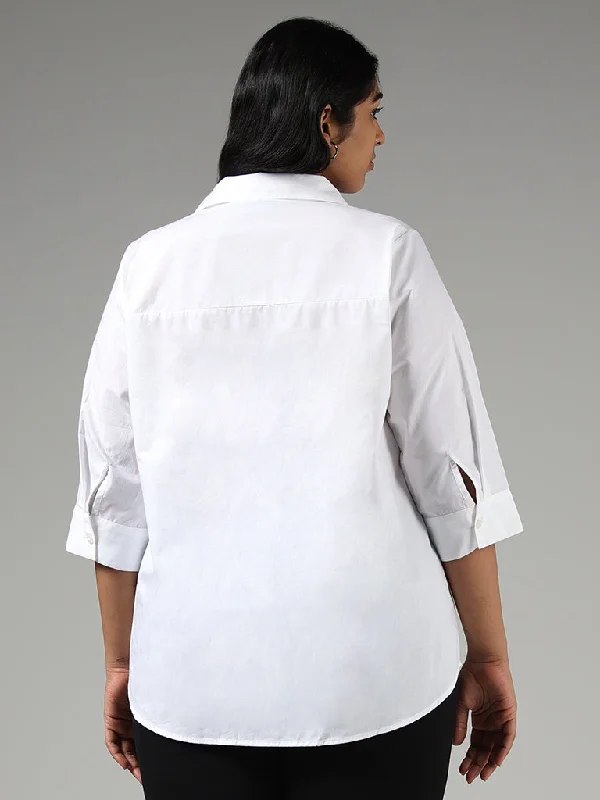 Gia White Leaf Embroidered Shirt