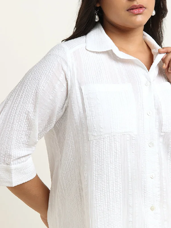 Gia White Seersucker Cotton Shirt