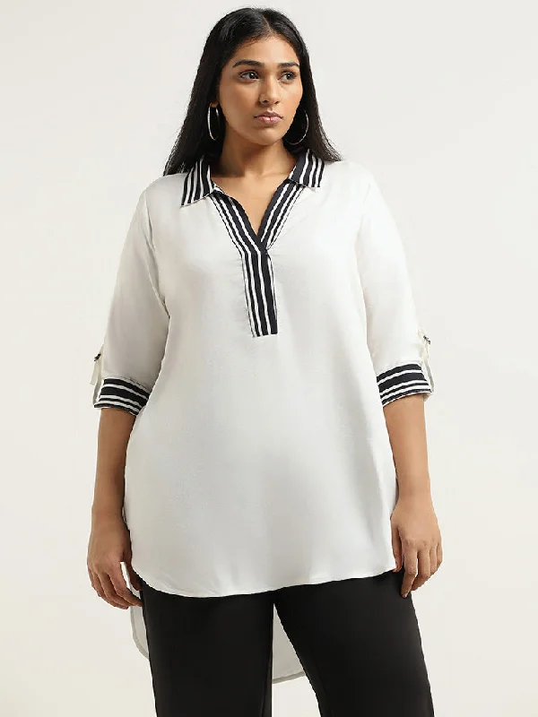 Gia White Striped Top