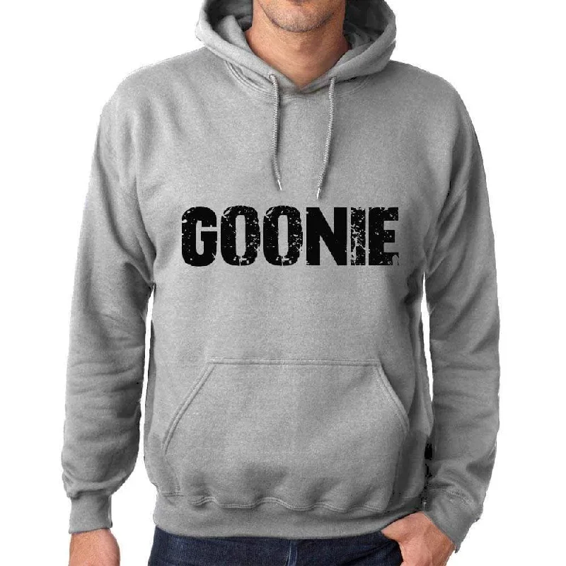 Unisex Printed Graphic Cotton Hoodie Popular Words GOONIE Grey Marl