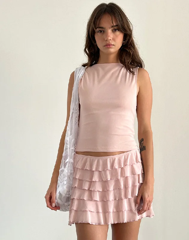 Hala Sleeveless Top in Peach Skin Mesh