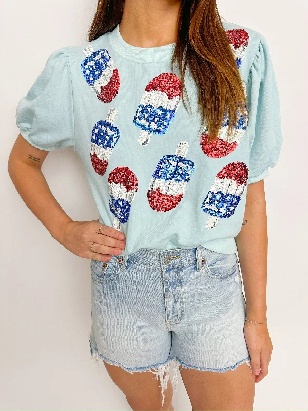 Sequin Patriotic Pop Knit Top